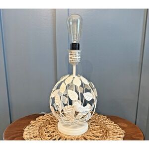 White Metal Bird Cage Leaf Table Lamp Pottery Barn Cottagecore English Garden